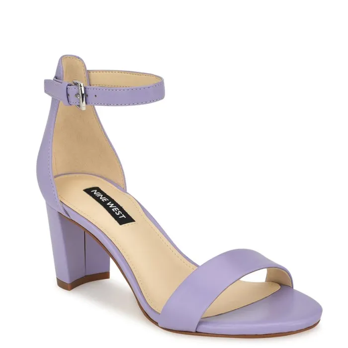Nine West Heels Women Pruce Ankle Strap Block Heel Sandals Lilac Nine West Heels Women Pruce Ankle Strap Block Heel Sandals Lilac