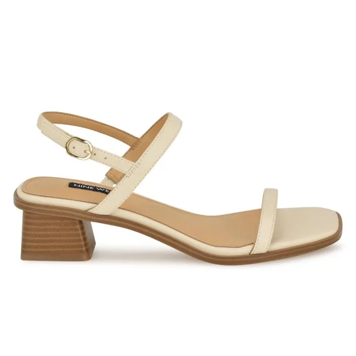 Nine West Heels Women Purdy Block Heel Sandals Ivory