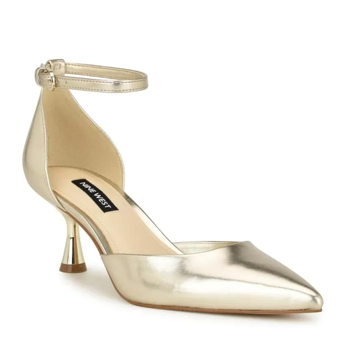 Nine West Heels Women Racha Ankle Strap Pumps Platino