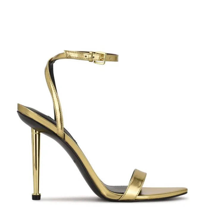 Nine West Heels Women Reina Ankle Strap Sandals Gold