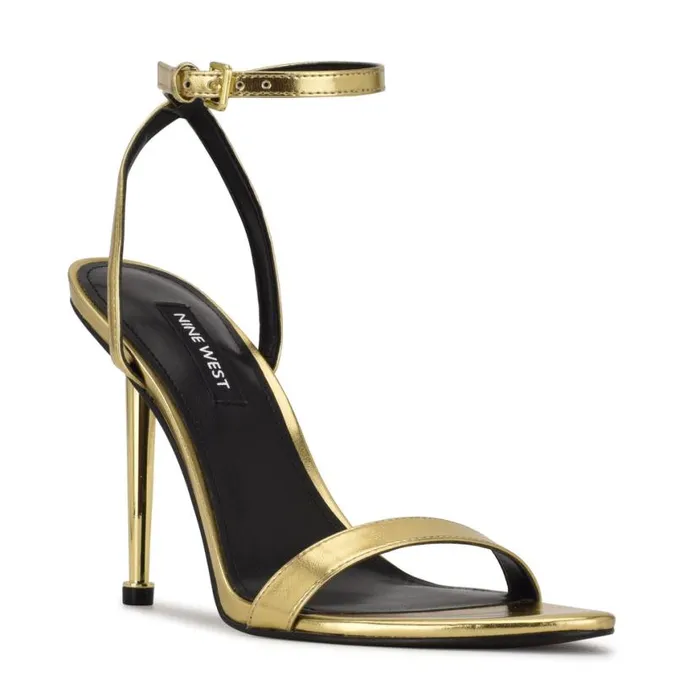 Nine West Heels Women Reina Ankle Strap Sandals Gold Nine West Heels Women Reina Ankle Strap Sandals Gold