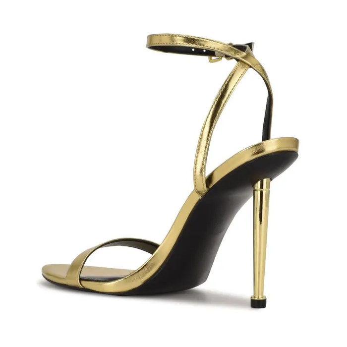 Nine West Heels Women Reina Ankle Strap Sandals Gold Nine West Heels Women Reina Ankle Strap Sandals Gold