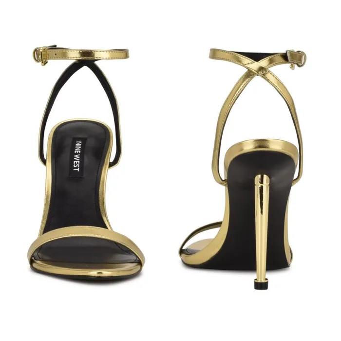 Nine West Heels Women Reina Ankle Strap Sandals Gold Nine West Heels Women Reina Ankle Strap Sandals Gold