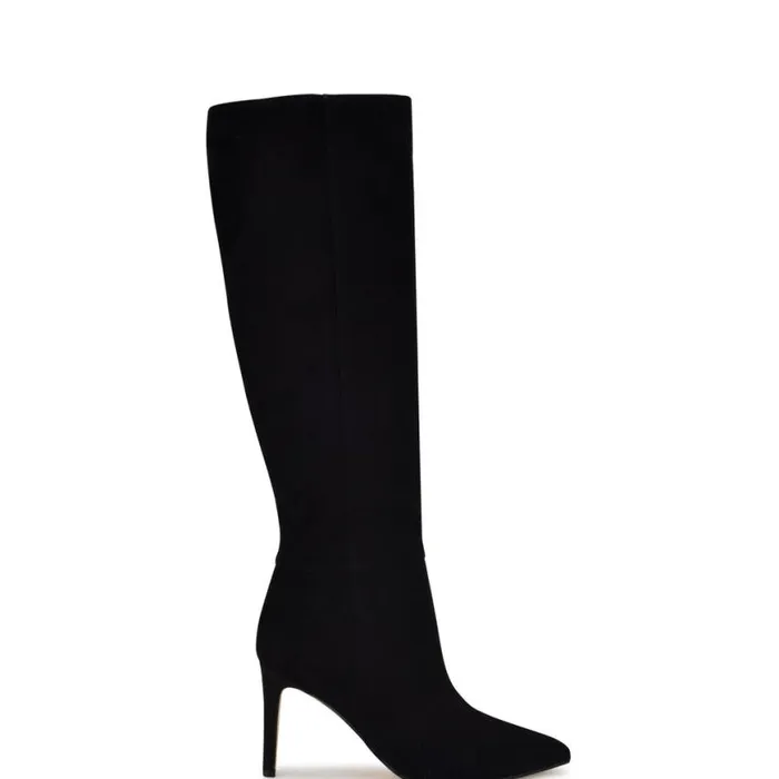 Nine West Heels Women Richy Heeled Boots Black Suede