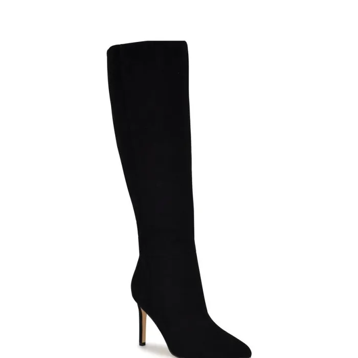 Nine West Heels Women Richy Heeled Boots Black Suede Nine West Heels Women Richy Heeled Boots Black Suede