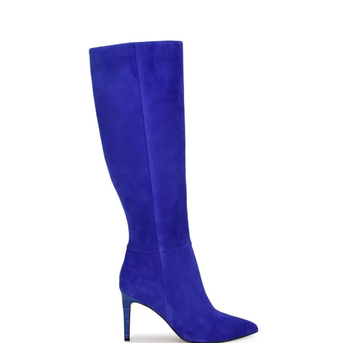 Nine West Heels Women Richy Heeled Boots Blue Suede
