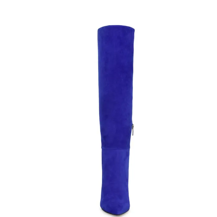 Nine West Heels Women Richy Heeled Boots Blue Suede Nine West Heels Women Richy Heeled Boots Blue Suede