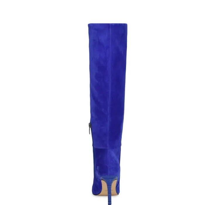 Nine West Heels Women Richy Heeled Boots Blue Suede Nine West Heels Women Richy Heeled Boots Blue Suede