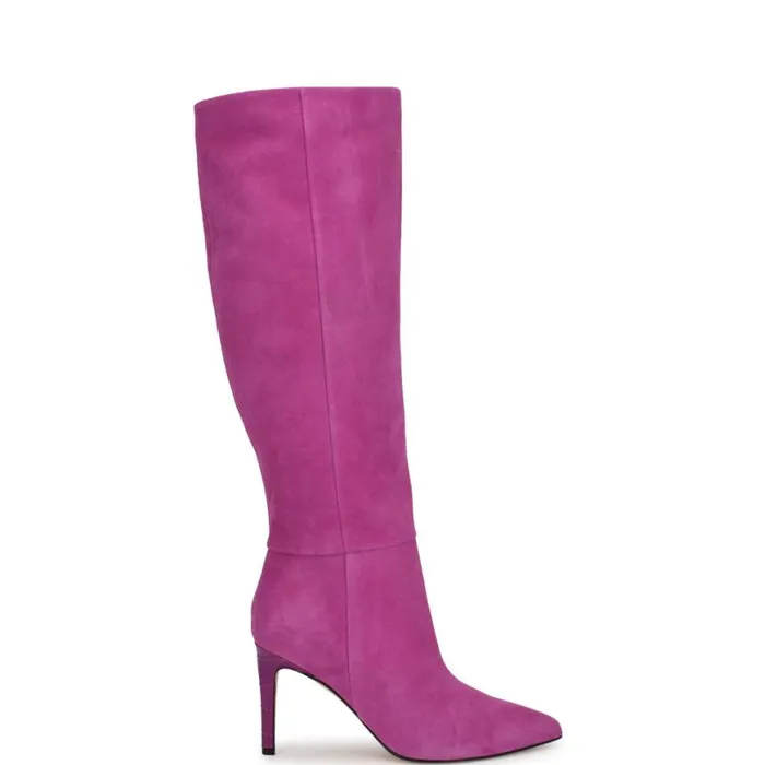 Nine West Heels Women Richy Heeled Boots Dark Pink Suede