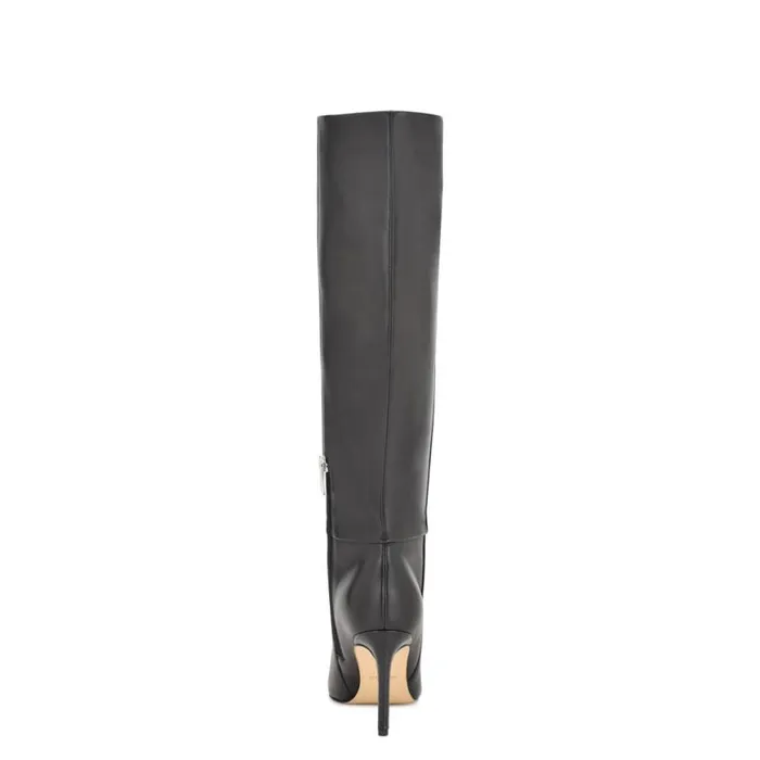 Nine West Heels Women Richy Wide Calf Heeled Boots Black Leather