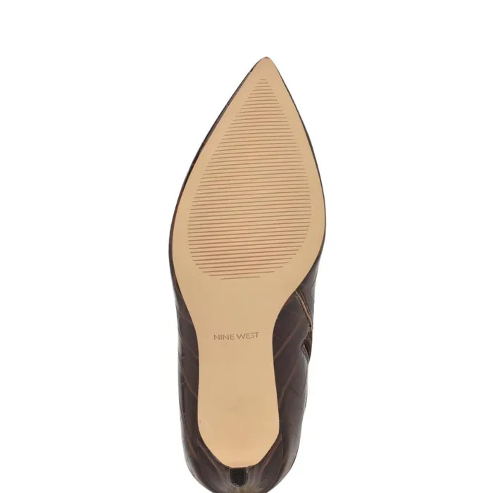 Nine West Heels Women Richy Wide Calf Heeled Boots Brown Croco Nine West Heels Women Richy Wide Calf Heeled Boots Brown Croco