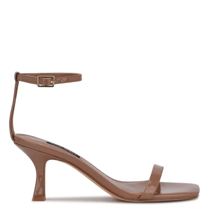 Nine West Heels Women Ripe Heeled Sandals Clay Patent