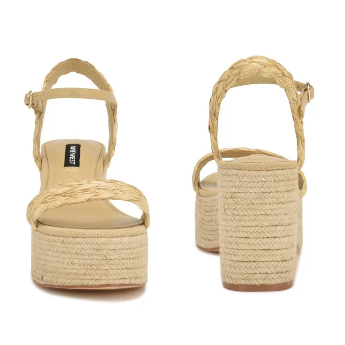 Nine West Heels Women Rivva Heeled Espadrille Sandals Natural Raffia Nine West Heels Women Rivva Heeled Espadrille Sandals Natural Raffia