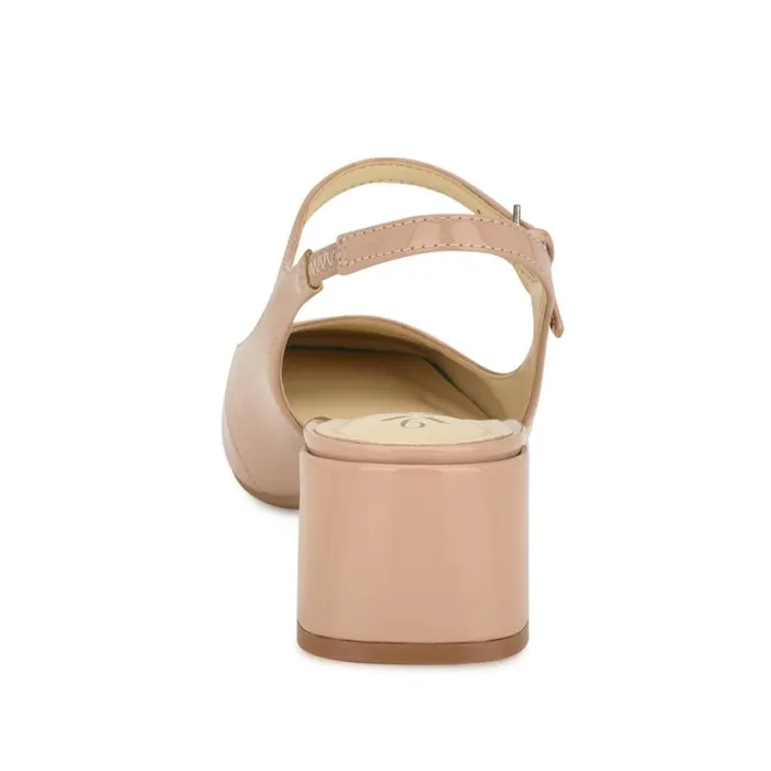 Nine West Heels Women Roslin 92159 Block Heel Pumps Nude Patent