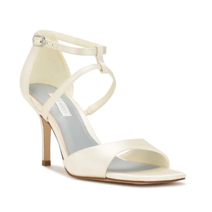 Nine West Heels Women Sighs Heeled Sandals Silver Shimmer