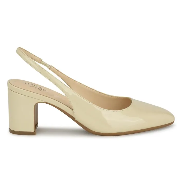 Nine West Heels Women Sinead 92159 Block Heel Slingbacks Ivory