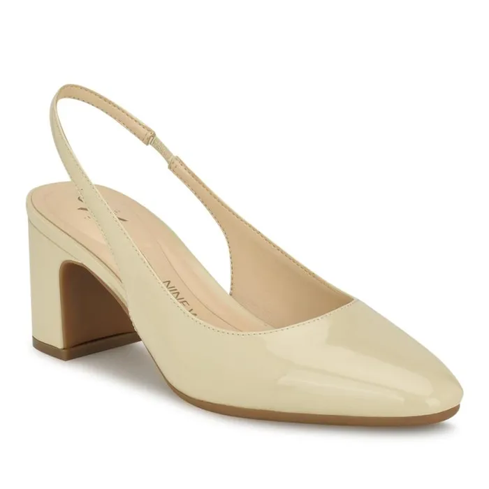 Nine West Heels Women Sinead 92159 Block Heel Slingbacks Ivory Nine West Heels Women Sinead 92159 Block Heel Slingbacks Ivory