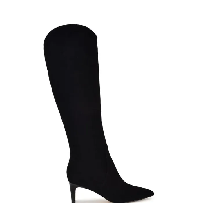 Nine West Heels Women Sirena Heeled Dress Boots Black Suede