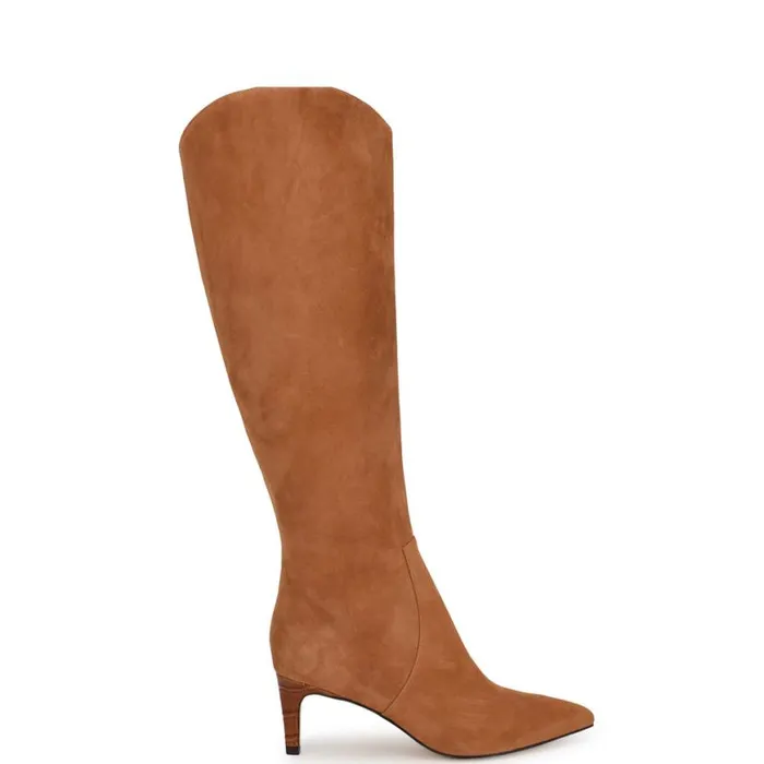 Nine West Heels Women Sirena Heeled Dress Boots Natural Suede