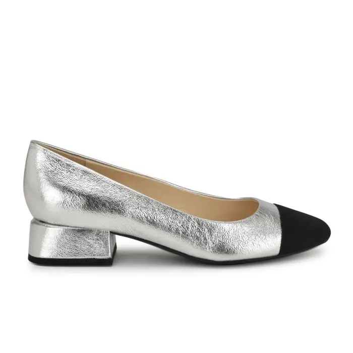 Nine West Heels Women Sophe Cap Toe Pumps Silverblack