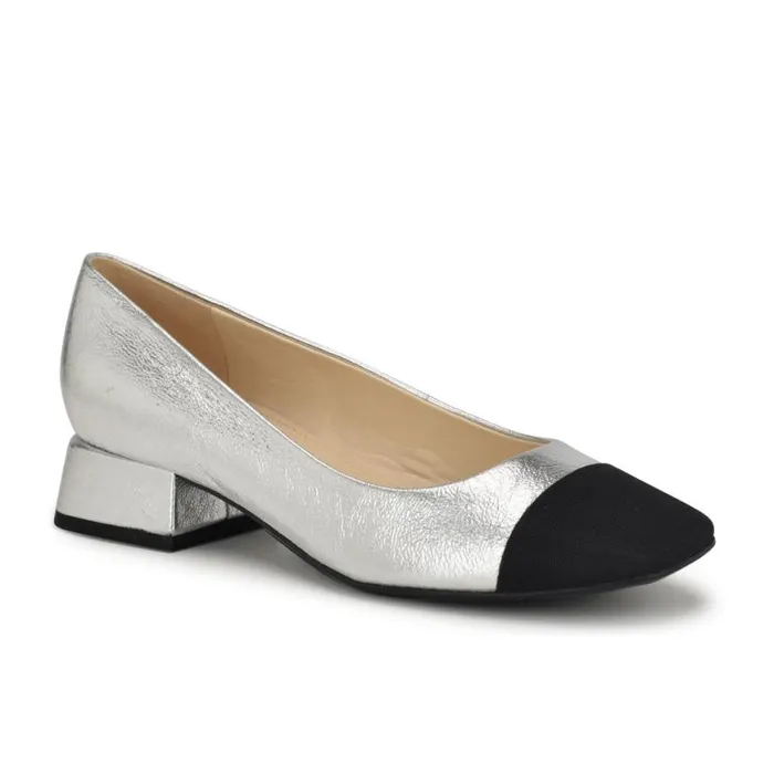 Nine West Heels Women Sophe Cap Toe Pumps Silverblack Nine West Heels Women Sophe Cap Toe Pumps Silverblack