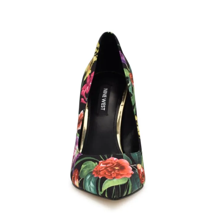 Nine West Heels Women Tatiana Pointy Toe Pumps Black Floral