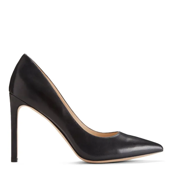 Nine West Heels Women Tatiana Pointy Toe Pumps Black Leather