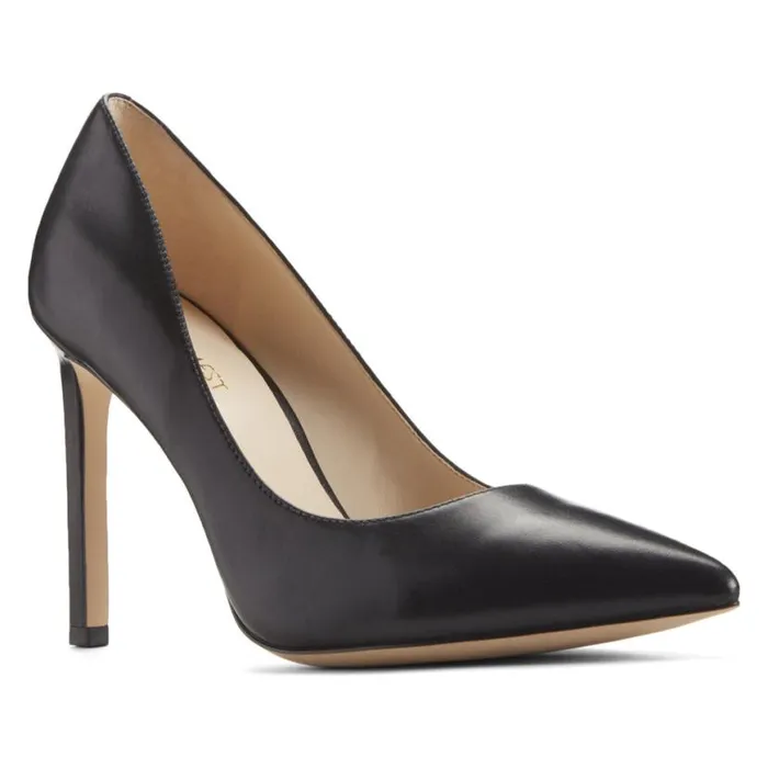 Nine West Heels Women Tatiana Pointy Toe Pumps Black Leather Nine West Heels Women Tatiana Pointy Toe Pumps Black Leather