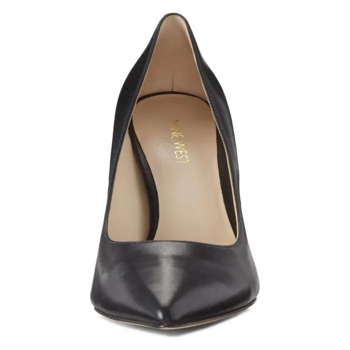 Nine West Heels Women Tatiana Pointy Toe Pumps Black Leather Nine West Heels Women Tatiana Pointy Toe Pumps Black Leather
