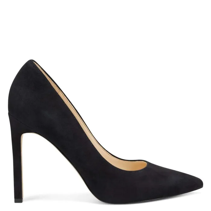 Nine West Heels Women Tatiana Pointy Toe Pumps Black Suede