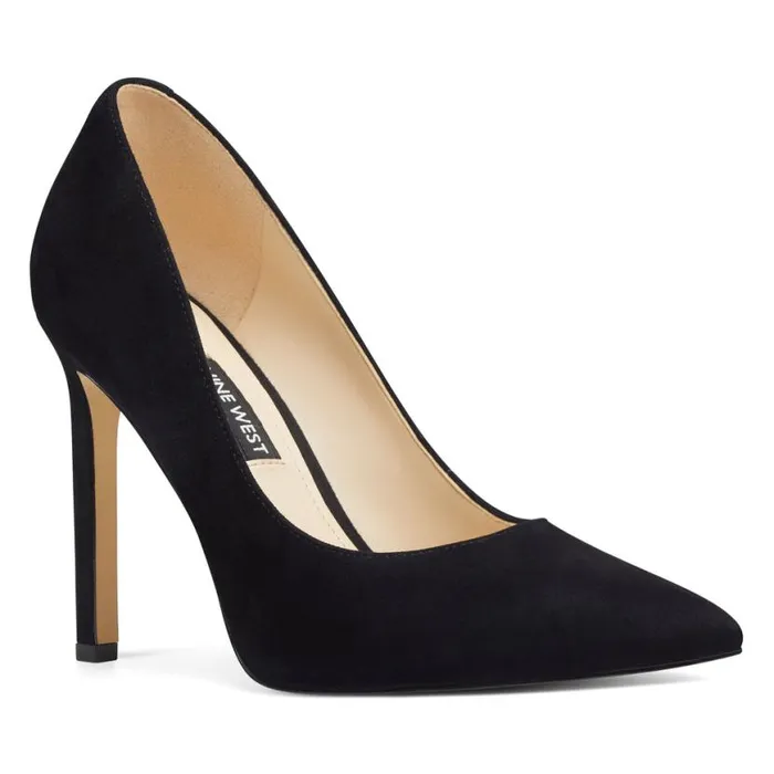 Nine West Heels Women Tatiana Pointy Toe Pumps Black Suede Nine West Heels Women Tatiana Pointy Toe Pumps Black Suede