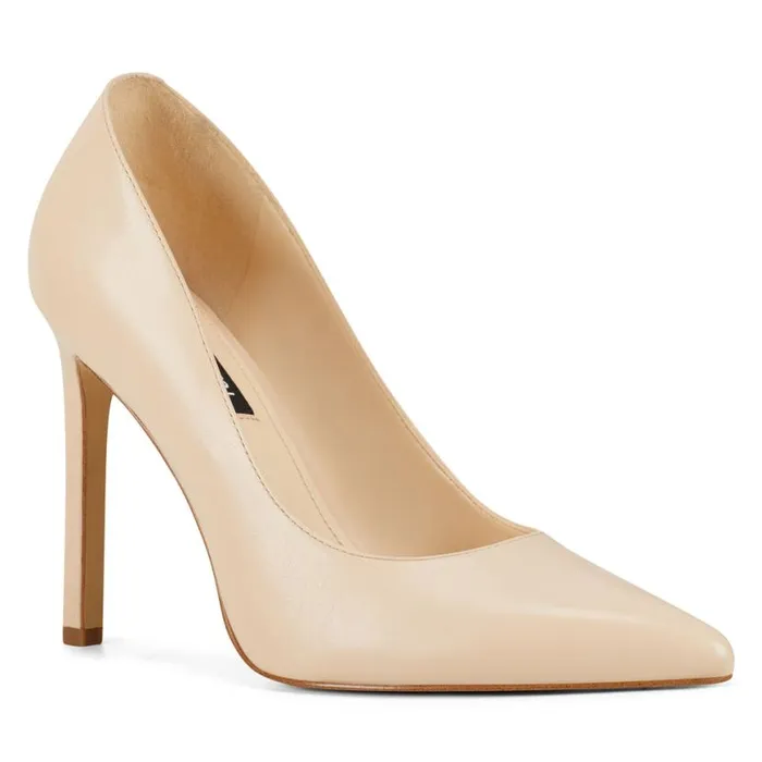 Nine West Heels Women Tatiana Pointy Toe Pumps Ivory Leather Nine West Heels Women Tatiana Pointy Toe Pumps Ivory Leather