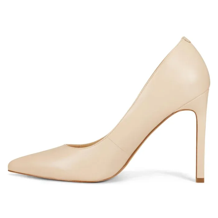 Nine West Heels Women Tatiana Pointy Toe Pumps Ivory Leather Nine West Heels Women Tatiana Pointy Toe Pumps Ivory Leather