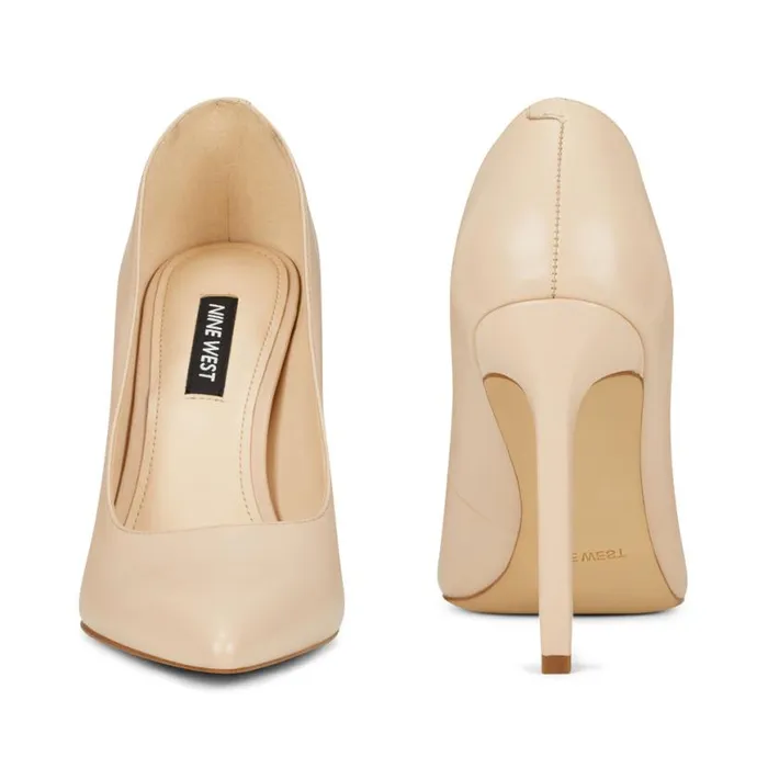 Nine West Heels Women Tatiana Pointy Toe Pumps Ivory Leather Nine West Heels Women Tatiana Pointy Toe Pumps Ivory Leather