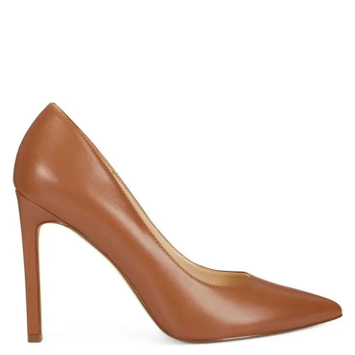 Nine West Heels Women Tatiana Pointy Toe Pumps Light Brown Leather