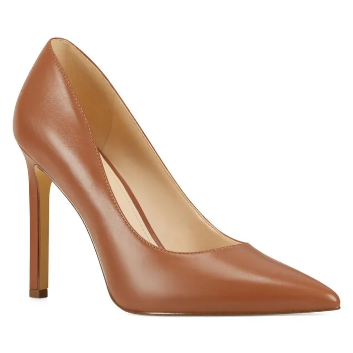 Nine West Heels Women Tatiana Pointy Toe Pumps Light Brown Leather Nine West Heels Women Tatiana Pointy Toe Pumps Light Brown Leather
