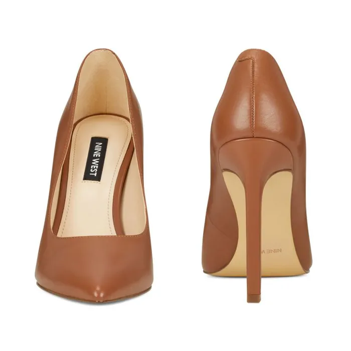 Nine West Heels Women Tatiana Pointy Toe Pumps Light Brown Leather Nine West Heels Women Tatiana Pointy Toe Pumps Light Brown Leather