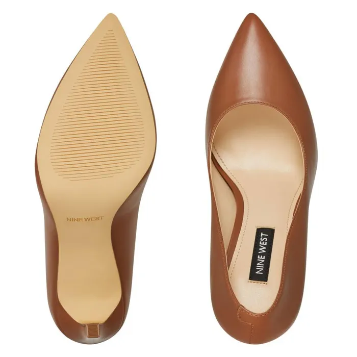 Nine West Heels Women Tatiana Pointy Toe Pumps Light Brown Leather Nine West Heels Women Tatiana Pointy Toe Pumps Light Brown Leather