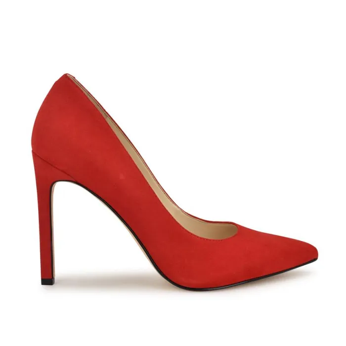 Nine West Heels Women Tatiana Pointy Toe Pumps Red Suede
