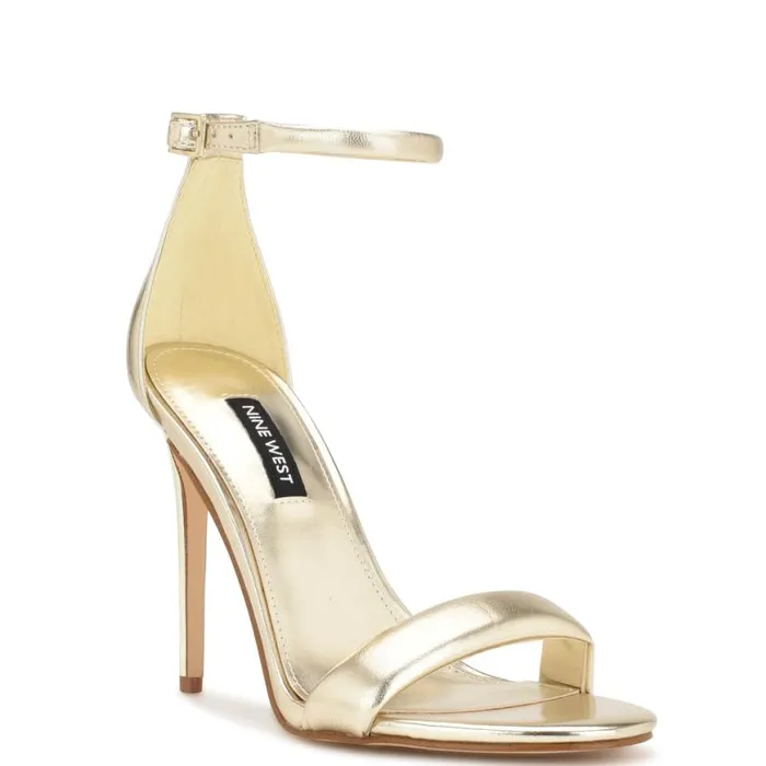 Nine West Heels Women Teeya Ankle Strap Sandals Platino