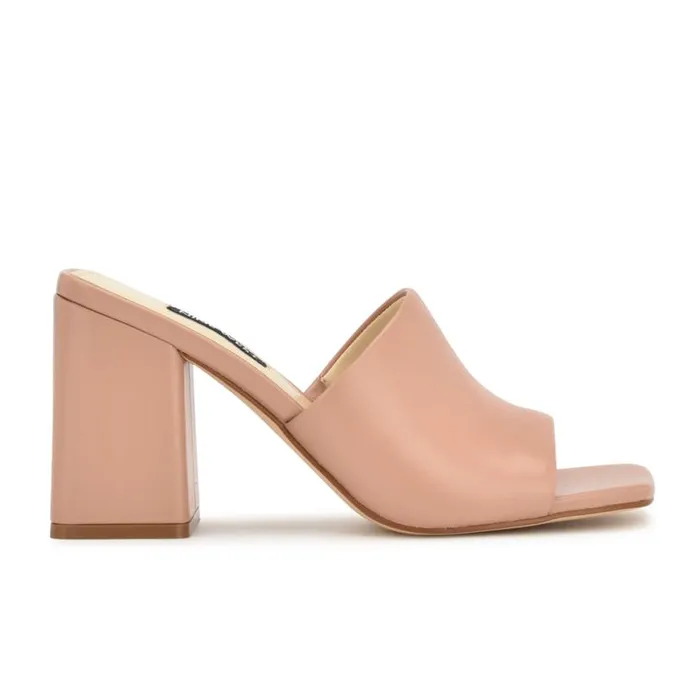Nine West Heels Women Teice Heeled Slide Sandals Nude