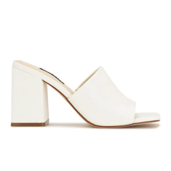 Nine West Heels Women Teice Heeled Slide Sandals White