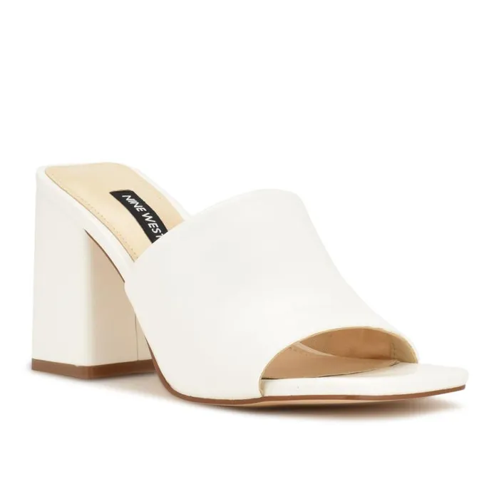 Nine West Heels Women Teice Heeled Slide Sandals White