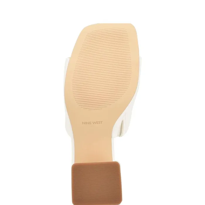 Nine West Heels Women Teice Heeled Slide Sandals White