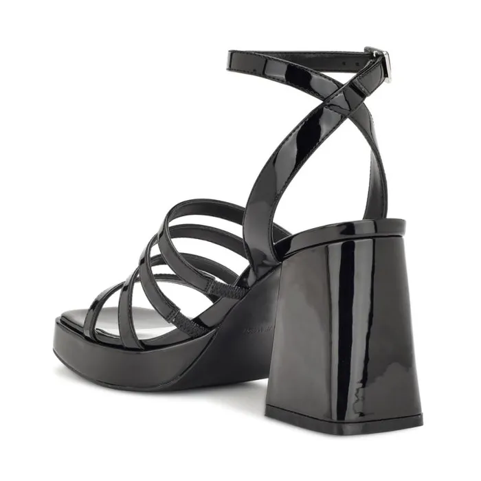Nine West Heels Women Teriss Strappy Platform Sandals Black Patent Nine West Heels Women Teriss Strappy Platform Sandals Black Patent