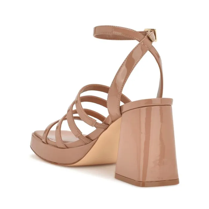 Nine West Heels Women Teriss Strappy Platform Sandals Clay Patent
