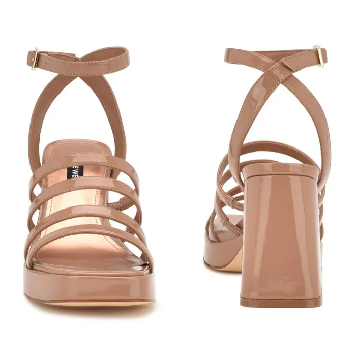 Nine West Heels Women Teriss Strappy Platform Sandals Clay Patent