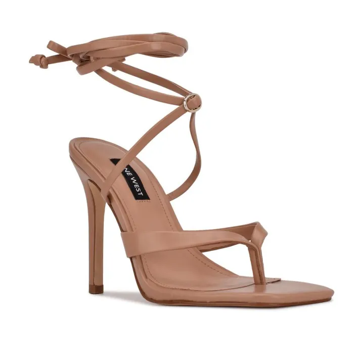 Nine West Heels Women Terrie Ankle Wrap Heeled Sandals Nude Nine West Heels Women Terrie Ankle Wrap Heeled Sandals Nude
