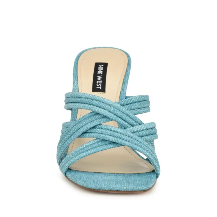 Nine West Heels Women Tracee Heeled Slide Sandals Medium Blue Nine West Heels Women Tracee Heeled Slide Sandals Medium Blue
