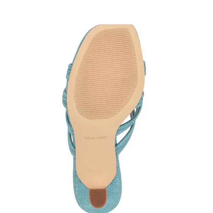 Nine West Heels Women Tracee Heeled Slide Sandals Medium Blue Nine West Heels Women Tracee Heeled Slide Sandals Medium Blue